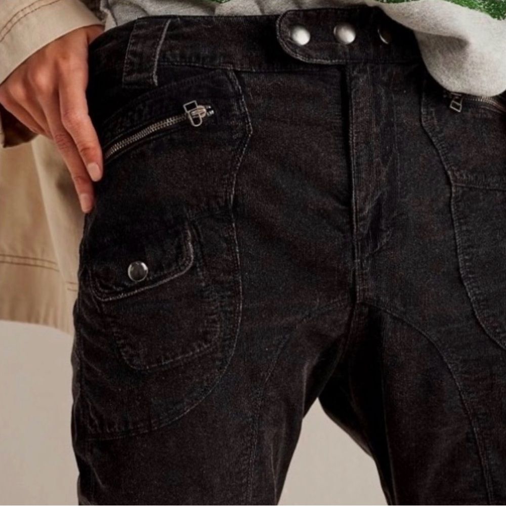 Free People Corduroy Moto Pants Color Black Size 4